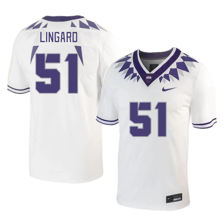 Men #51 Luke Lingard TCU Horned Frogs 2023 College Footbal Jerseys Stitched-White - Click Image to Close